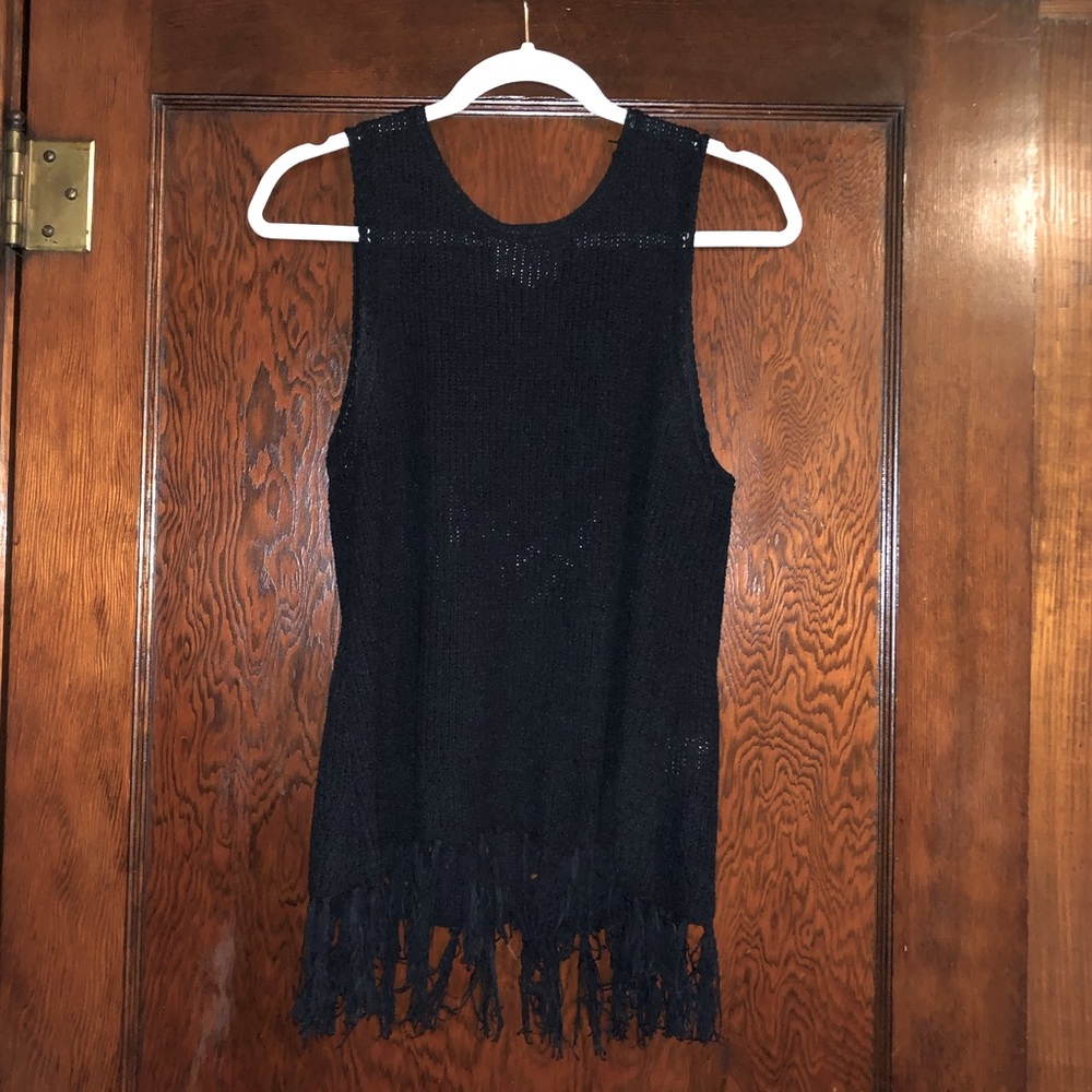 Pepin by Anthropologie sweater tank with fringe! Preppy boho!